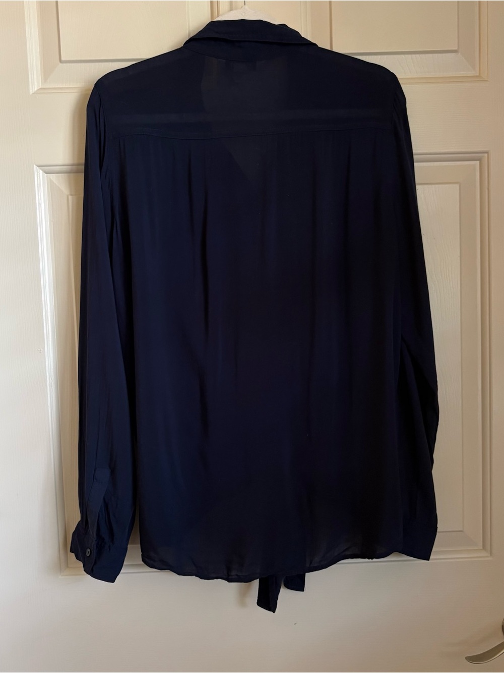 Monochrome Navy 2 Piece Button Up Blouse Dolphin Hem Mini Skirt Coastal Grandma - Picture 4 of 9